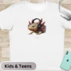 An Axolotl with Headphones T-Shirt, Kids & Teens