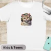 A Cat with Headphones T-Shirt, Kids & Teens